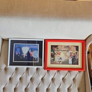2 Prof Framed Disney Commemorative Lithographs.  Show White & Cinderella